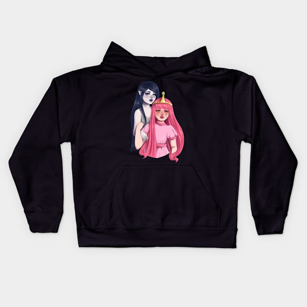 Marceline and Bubblegum princess Kids Hoodie by Adelaidelia